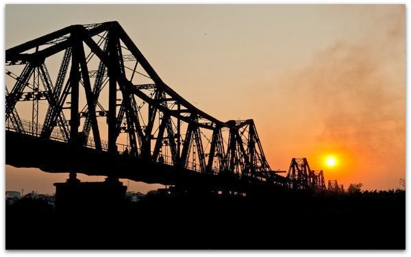 Long Bien Bridge at dawn